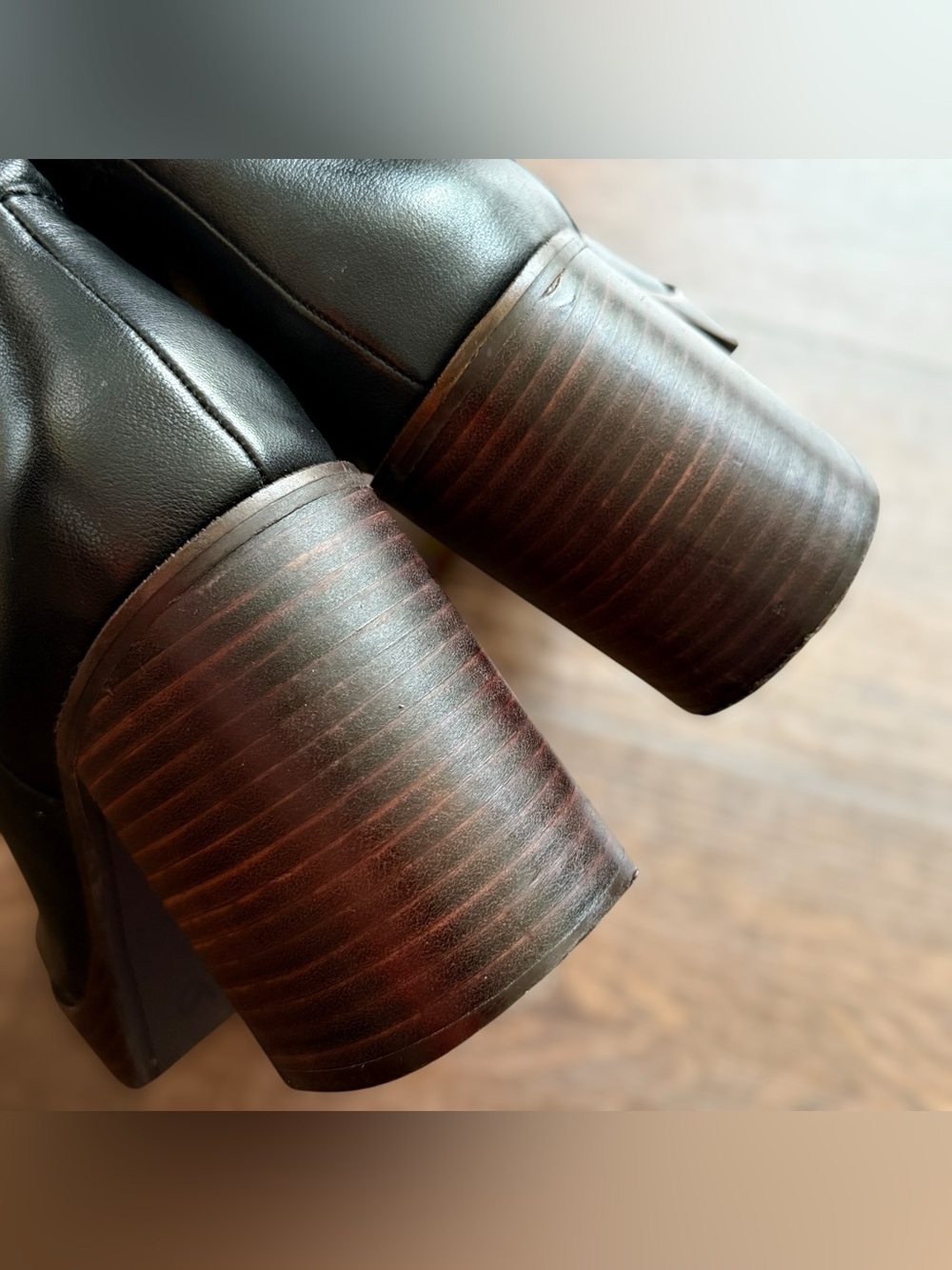 Lucky Brand Black Leather Platform Block Heel Ankle Boots - Picture 8 of 14